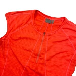 Athleta XL 1/4 Zip Orange Cap Sleeve Back Pocket Zip‎ Athletic